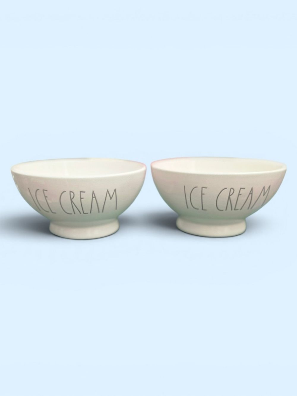 Rae Dunn "ICE CREAM" Footed Ceramic Bowls Set of 2